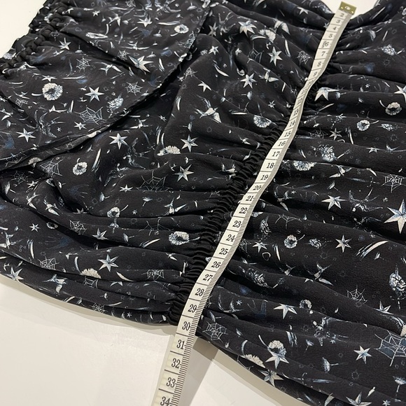 The Kooples Off the Shoulder Silk Dress Tattoo Print star Black Size XXS - Picture 12 of 12